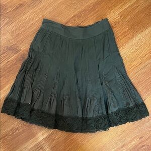 Black Lace-Hem Circle Skirt